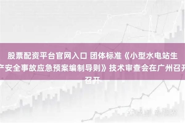股票配资平台官网入口 团体标准《小型水电站生产安全事故应急预案编制导则》技术审查会在广州召开